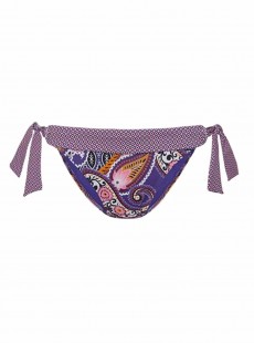 Culotte de bain taille basse à noeuds réglables imprimé paisley violet - Pretty Paisley - Cyell